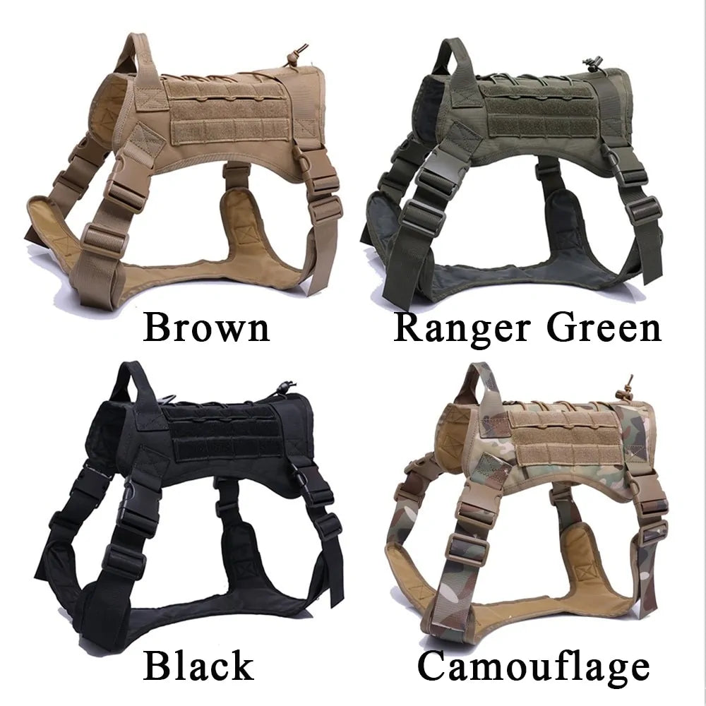 TACTICAL DOG HARNESS WITH BUNGEE LEASH