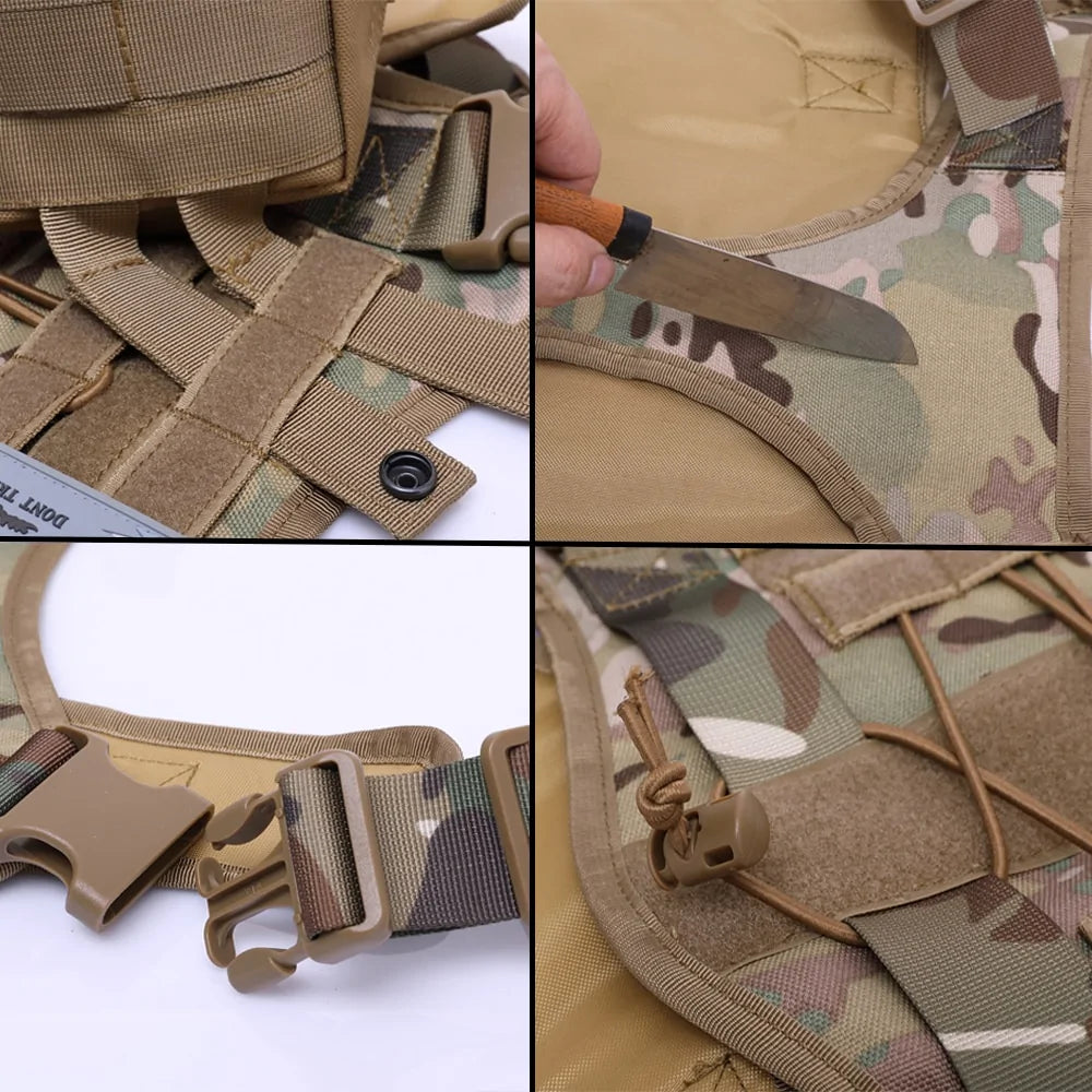 TACTICAL DOG HARNESS WITH BUNGEE LEASH